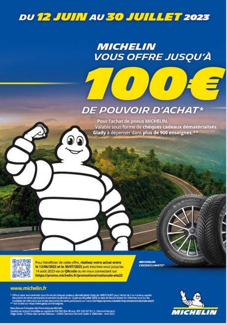Offre promotionnelle achat pneumatiques Michelin sur Léognan
